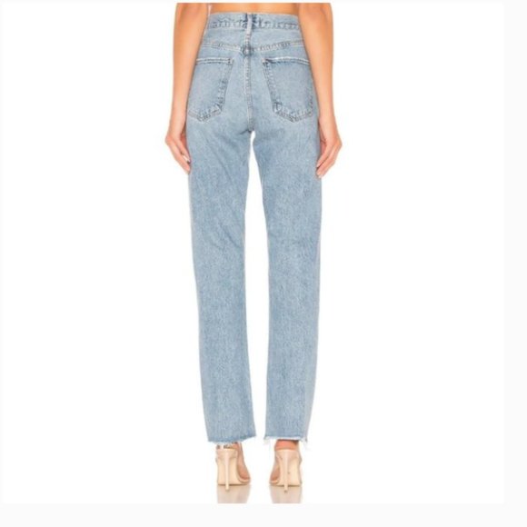 Agolde Cherie High Rise Straight Raw Hem Merit Light Wash Jean 24 - Picture 10 of 10